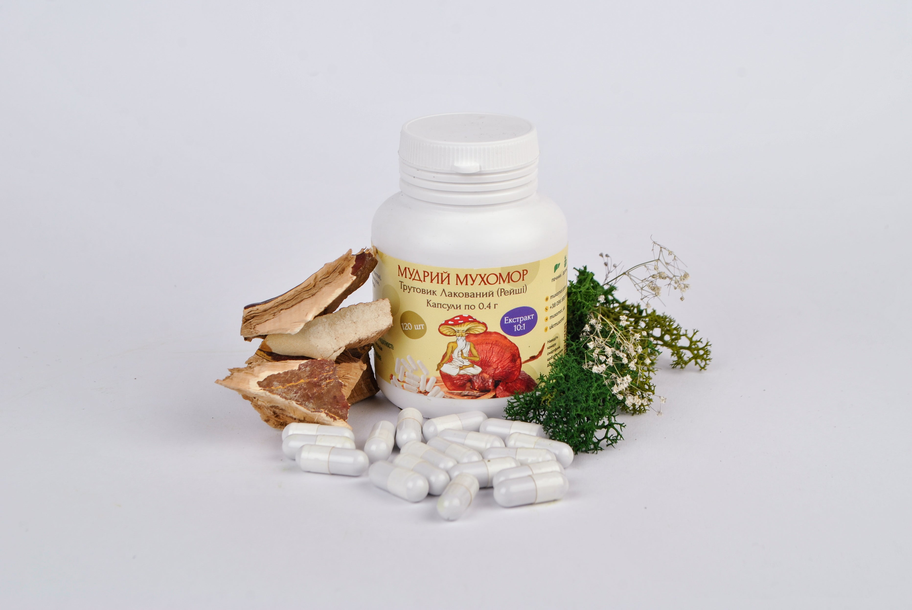 Екстракт Трутовик лакований (Рейші) 10:1 у капсулах по 0.4 г