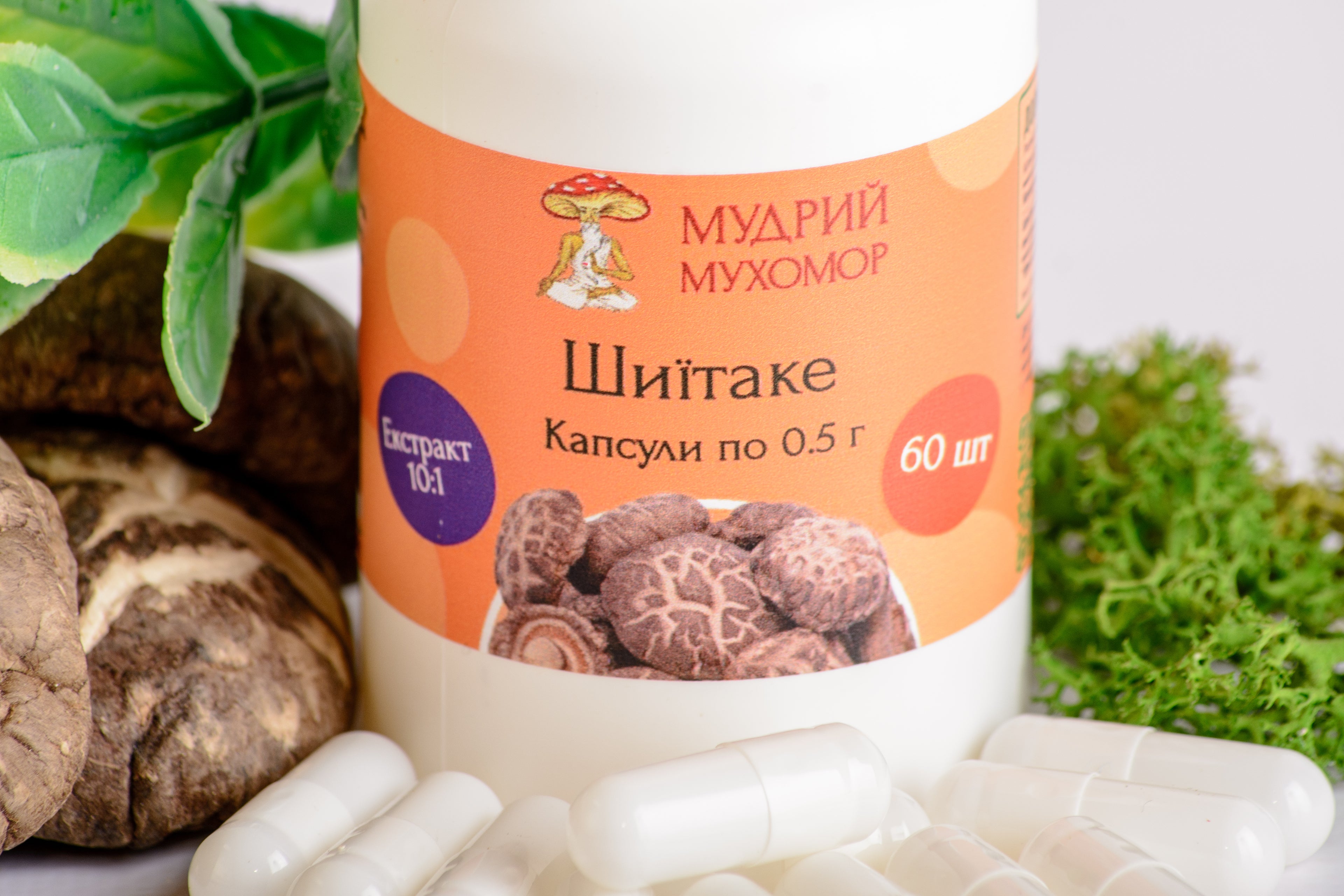 Екстракт Шиїтаке 10:1 в капсулах по 0.5 г