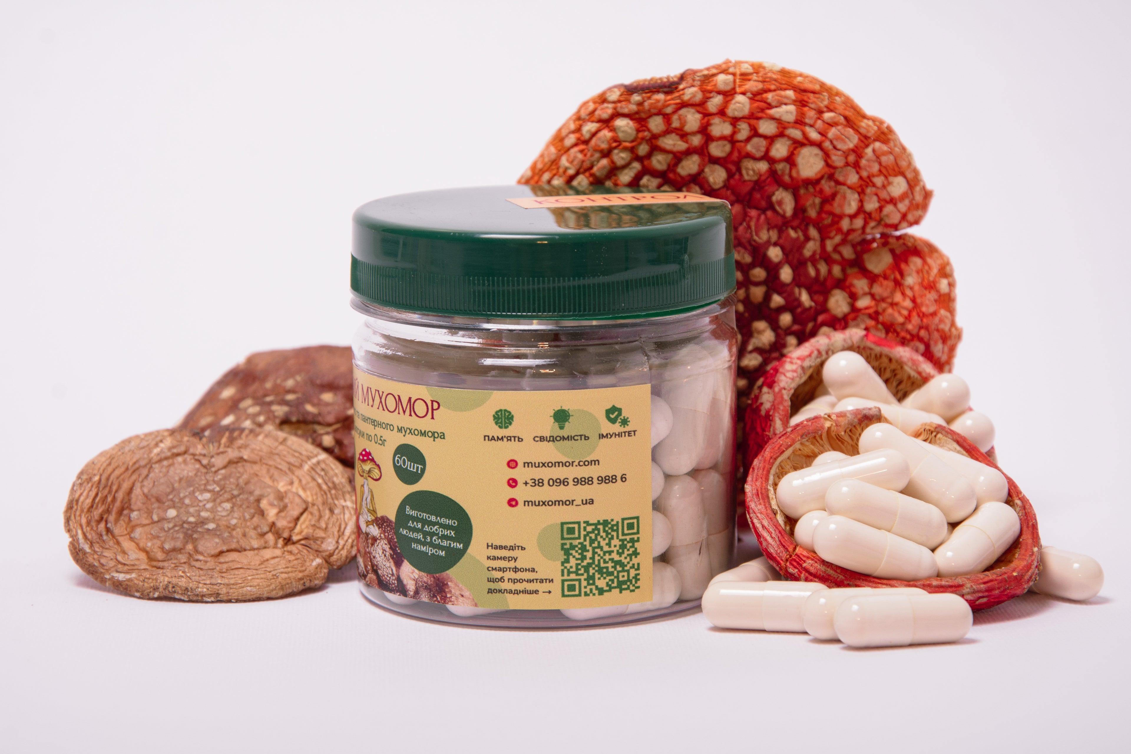 Мікс Мухомора червоного та пантерного, капсули по 0.5 г