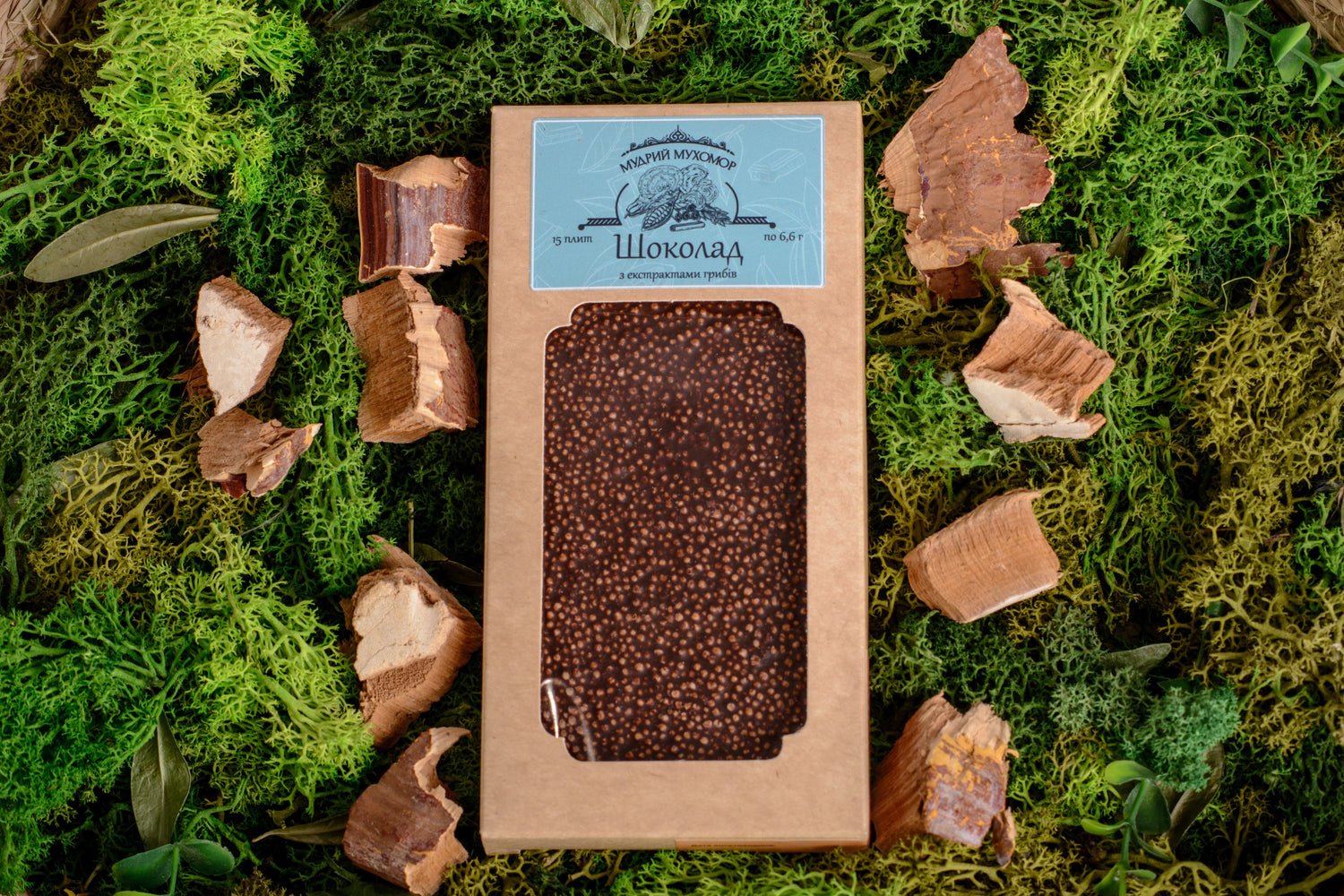Шоколад грибний з екстрактами Рейші та Траметеса
