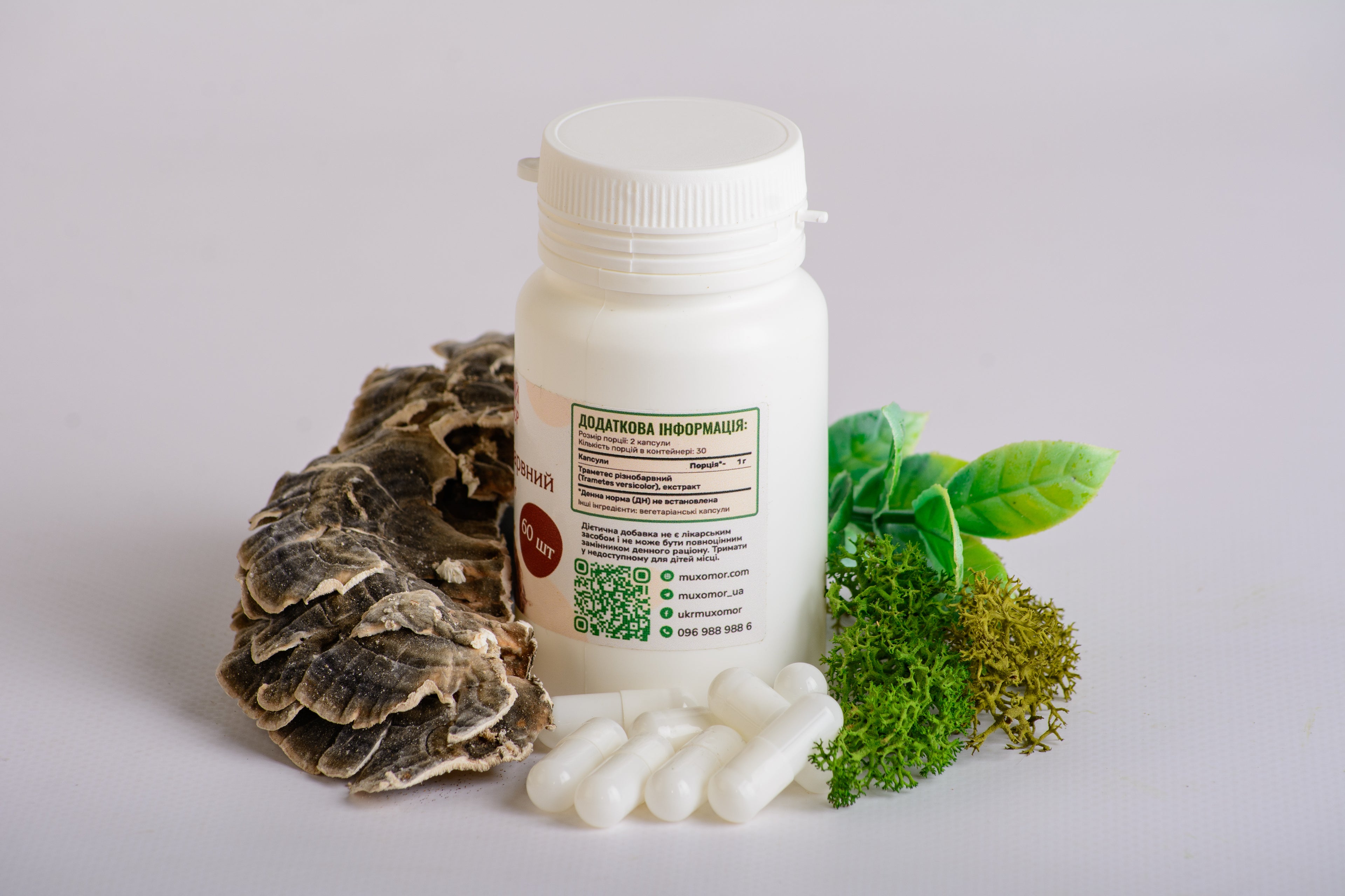 Екстракт Траметеса різнобарвного 10:1 у капсулах по 0.5 г