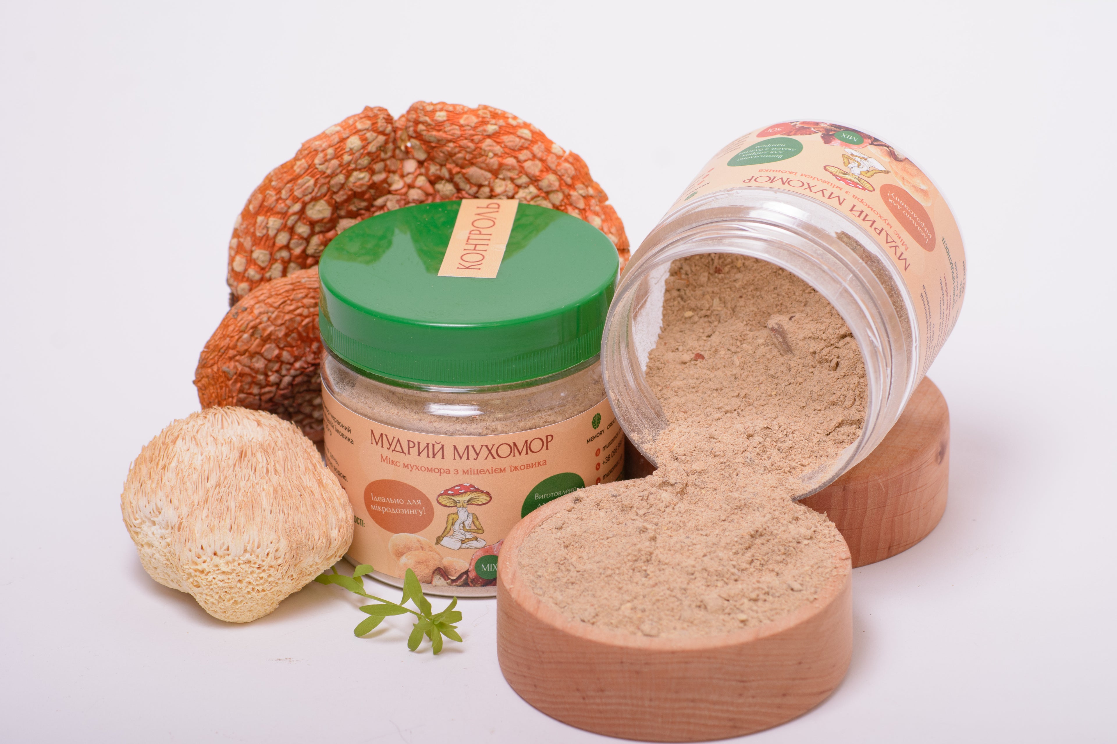 Мікс міцелію Їжовика з Мухомором червоним, мелений