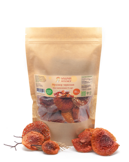 Мухомор красный целые шляпки 2 сорт, 50 г