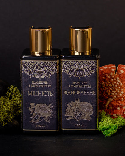 Шампуні з Мухомором червоним: «Міцність», «Відновлення»