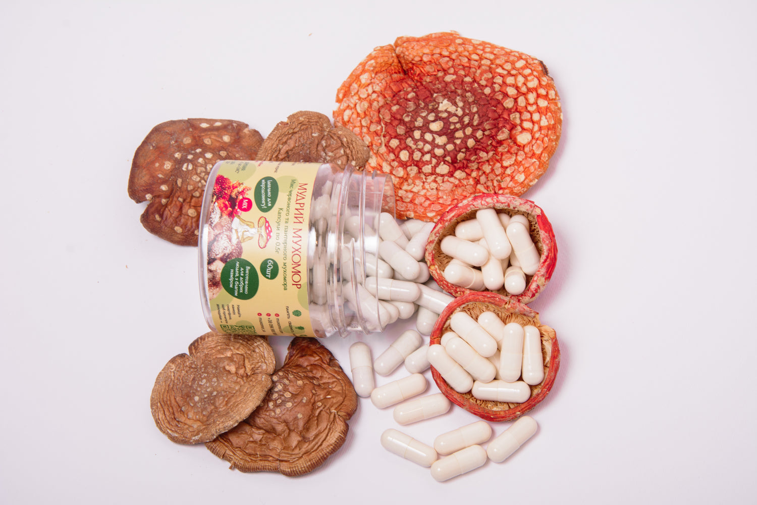 Мікс Мухомора червоного та пантерного, капсули по 0.5 г